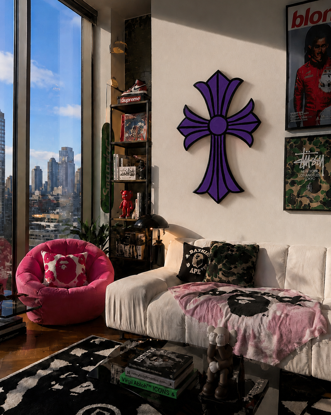 Purple Chrome Heart Cross